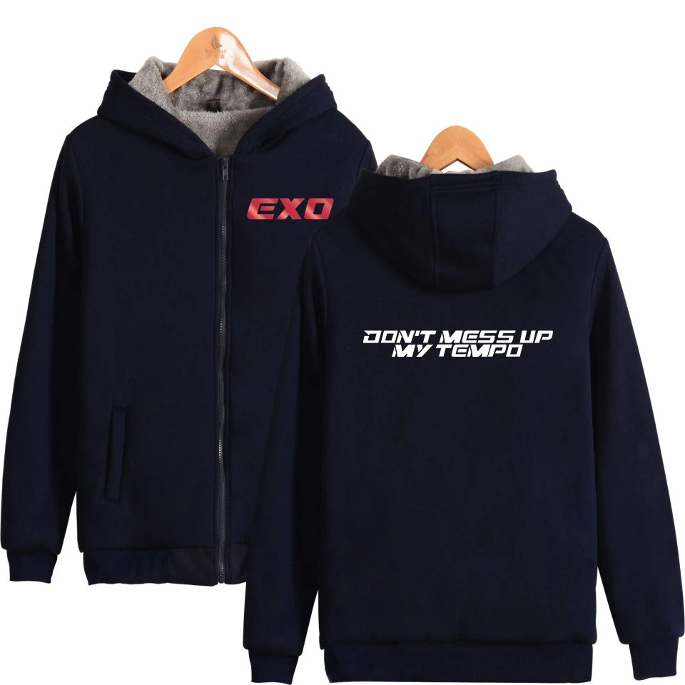 EXO Simple Print Zipper Hoodies Parkas Keep Warm Casual Women/Men Fashion 2018 New Arrival Winter | Мужская одежда