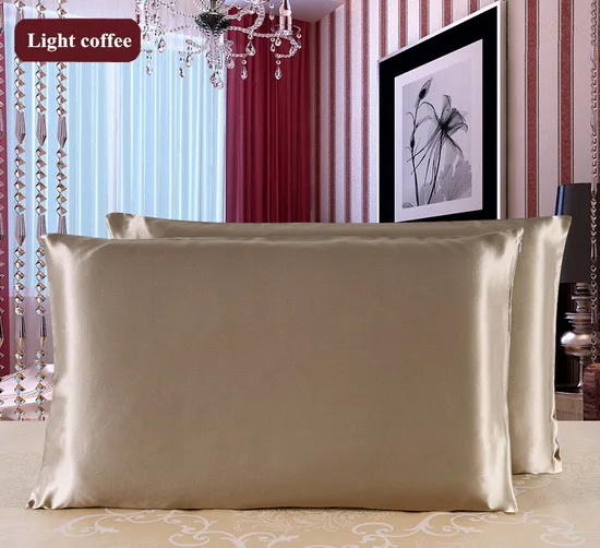 light coffee Высокая-конец пользовательские чистого шелка Двусторонняя против угревой сыпи на травяной основе шелковая подушка чехол 20x30in шелк тутового шелкопряда, накидка для подушки, домашняя подушка чехол s fronha - Цвет: light coffee