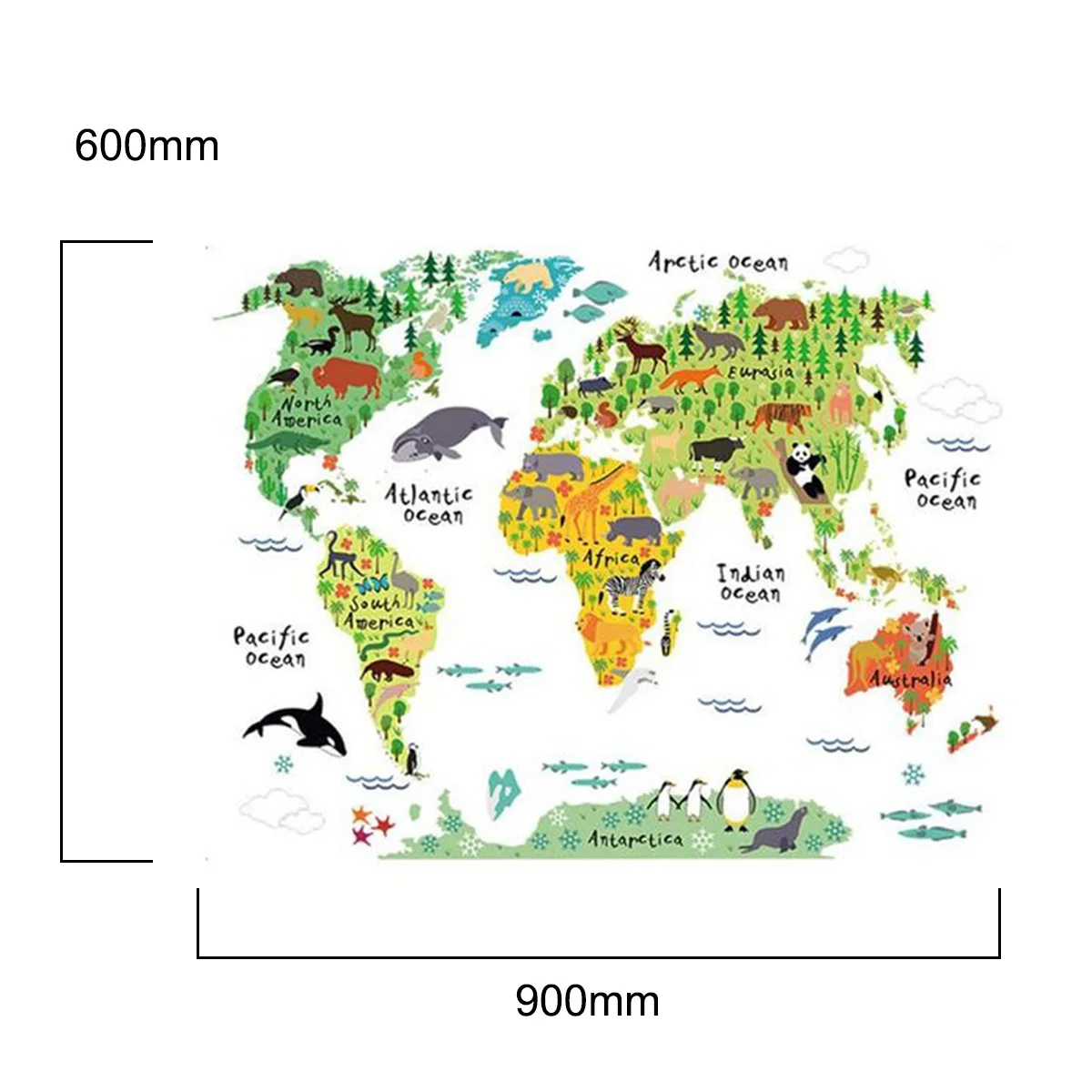

Hot sale Large Kids Educational Animal World Map Removable Art Mural Stickers