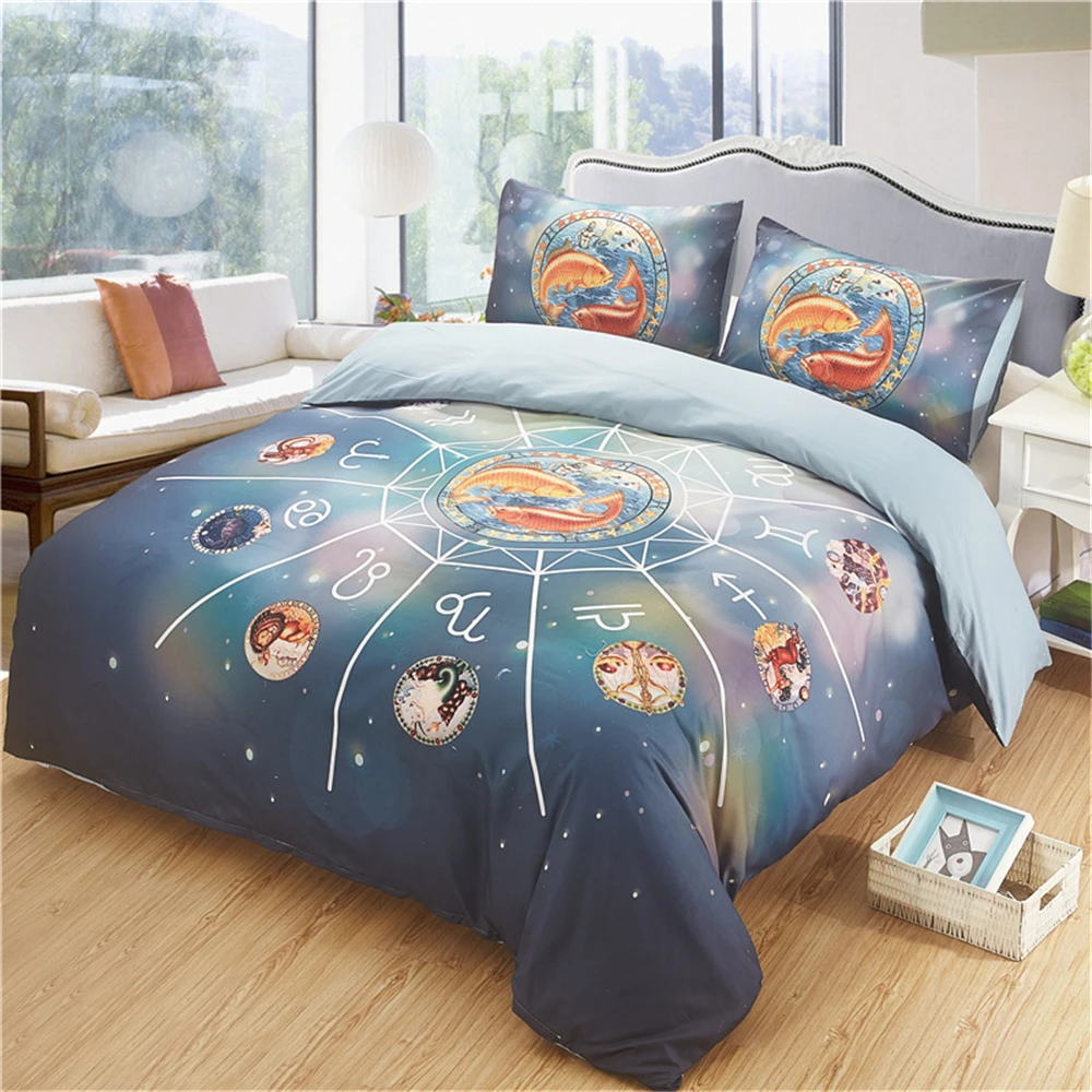 12 Constellation Pattern Best Bedding Sets Sagittarius for Kids Teens Reversible Bed Collection Duvet Cover 2/3 Piece | Дом и сад