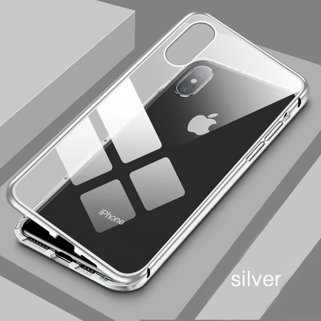 Full Sliver 002 360 двойной Магнитный флип-чехол для iphone 11 Pro MAX XS X XR 8 7 Plus Чехол передняя+ Задняя стеклянная крышка чехол для iphone 7 Plus Чехлы бамперы - Цвет: Full Sliver 002