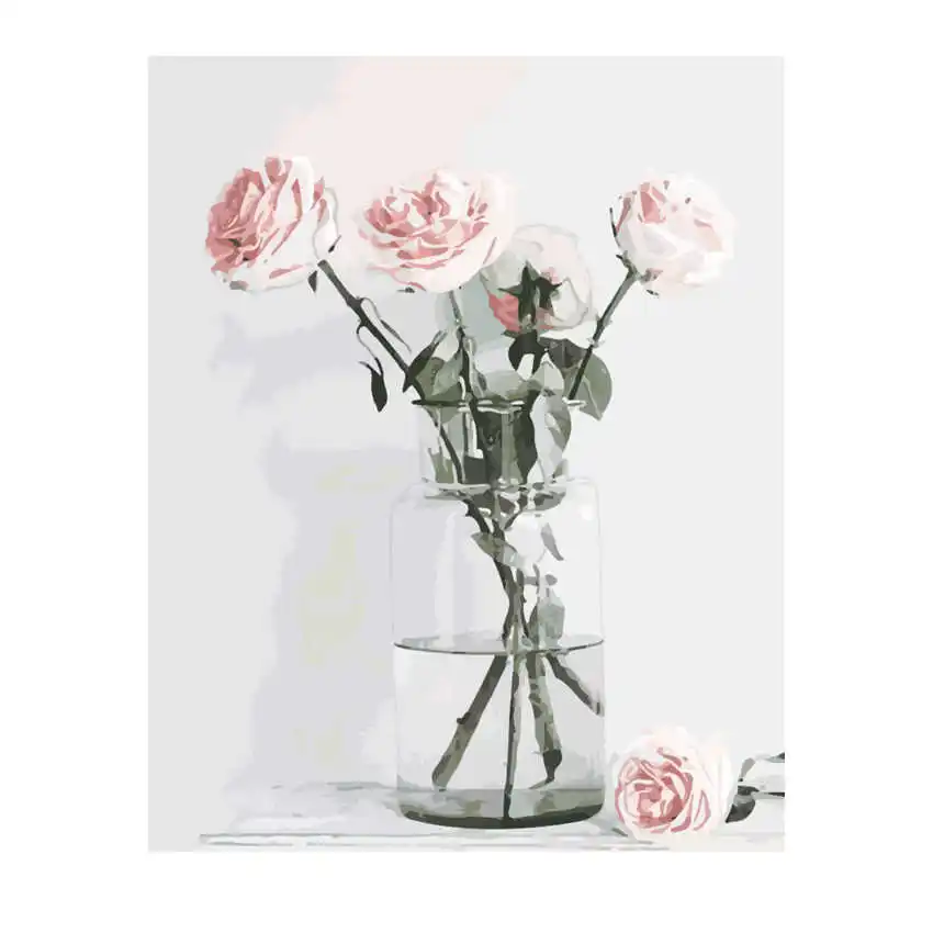 flower painting 1 Картина с цветами УИН по номерам, абстрактная Роза, картина маслом на холсте, ананас, Куадрос, Декор, акрил, 9 видов, домашний декор - Цвет: flower painting 1