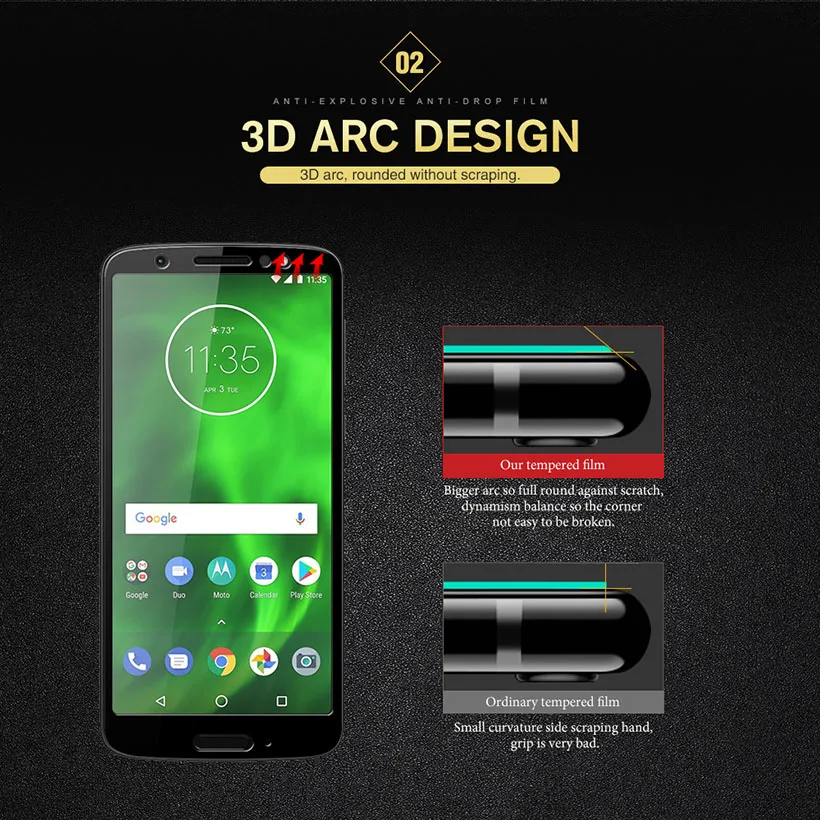 DEROZAN Защитные пленки для Motorola Moto G6 1S закаленное стекло 3D полное покрытие защитная