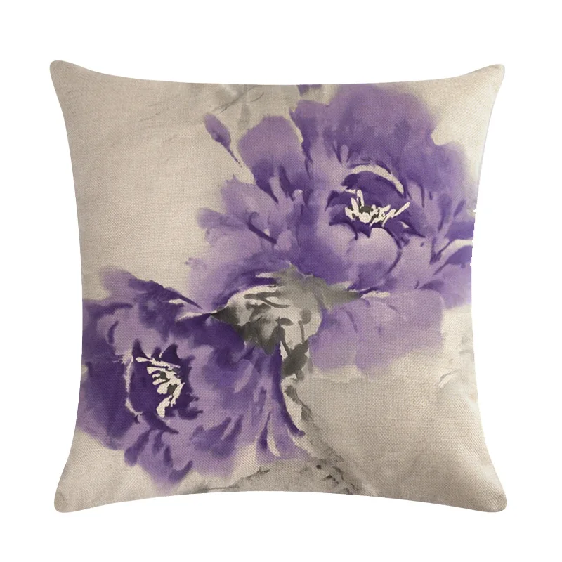 Горячая Распродажа Современная чернильная картина цветок льняная Подушка Чехол