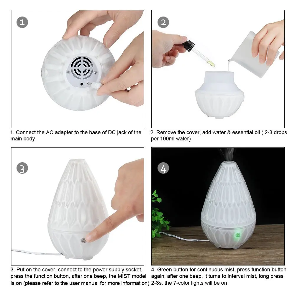 Glass Aromatherapy Essential Oil Diffuser Air Humidifier with Color LED Lights Ultrasonic Purifier Aroma Mist Maker |