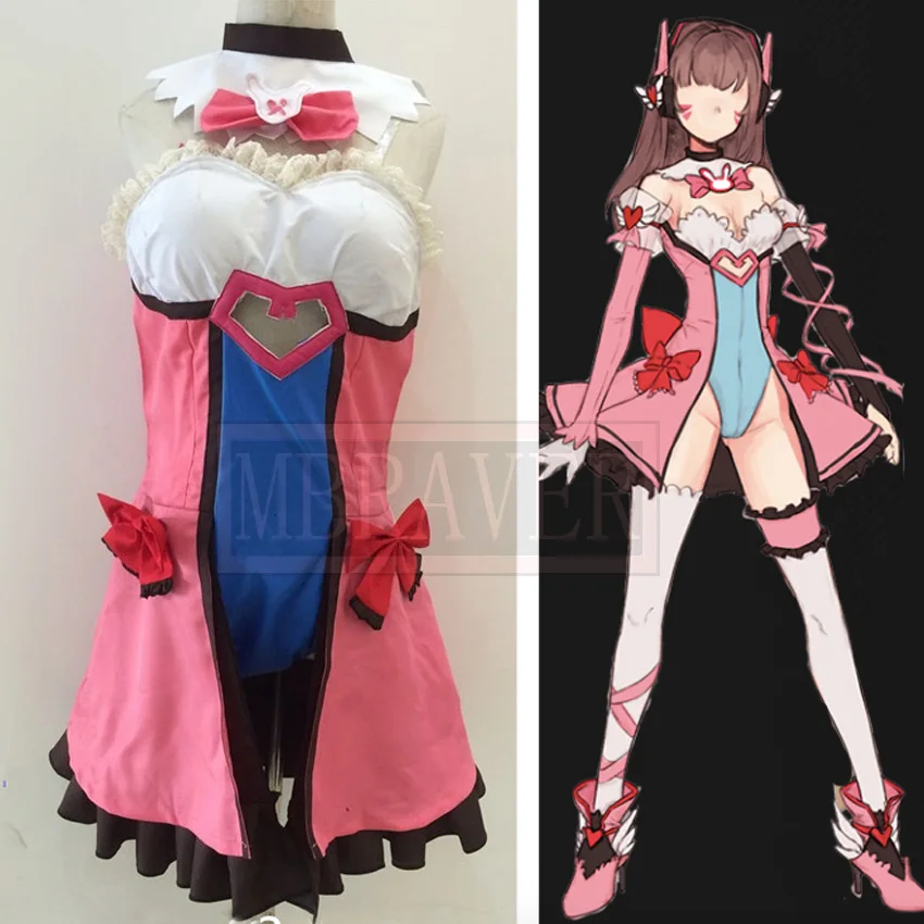 Женский костюм для косплея DVA из игры D.VA розовое платье девушек D.va любой размер |