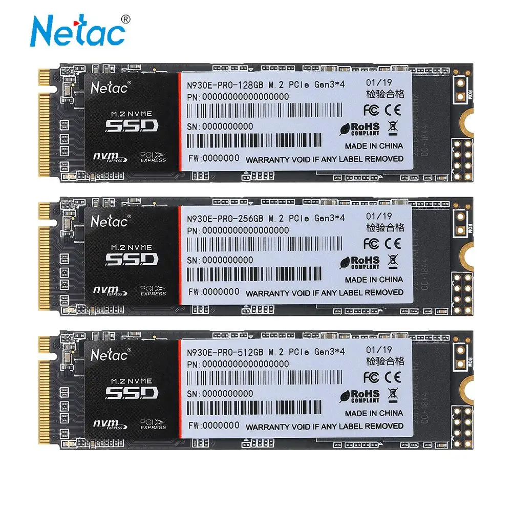 Твердотельный накопитель Netac N930E Pro SSD M.2 2280 SSD 128GB NVMe PCIe Gen3* 4 3D MLC/TLC NAND