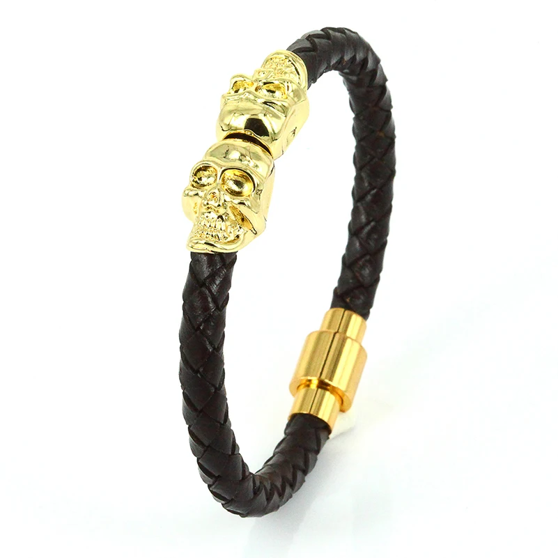 Двойные Браслеты с черепом для мужчин и женщин ювелирные изделия Northskull Cuero в