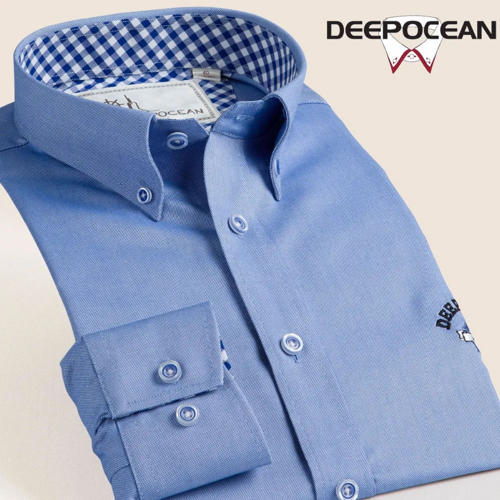 Deepocean Мужская рубашка с длинным рукавом модный однотонный светильник деловая из