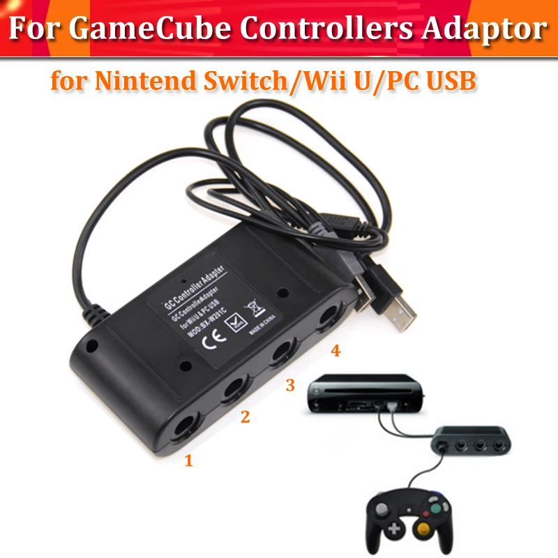 Портативный 4 портовый USB адаптер контроллер конвертер для Nintendo Switch GC GameCube Wii U PC