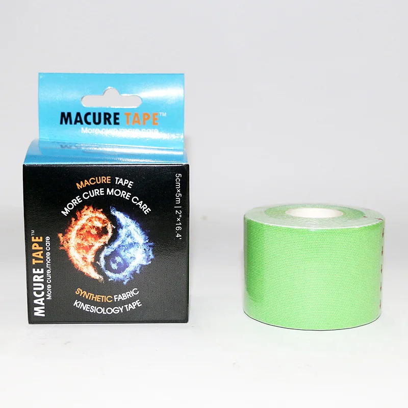 1 roll green Macure лента Спортивная хлопковая кинезиологическая лента эластичная клейкая мышечная физиотерапия лечение травм Поддержка К активный Nastro Kinesiology Спорт - Цвет: 1 roll green