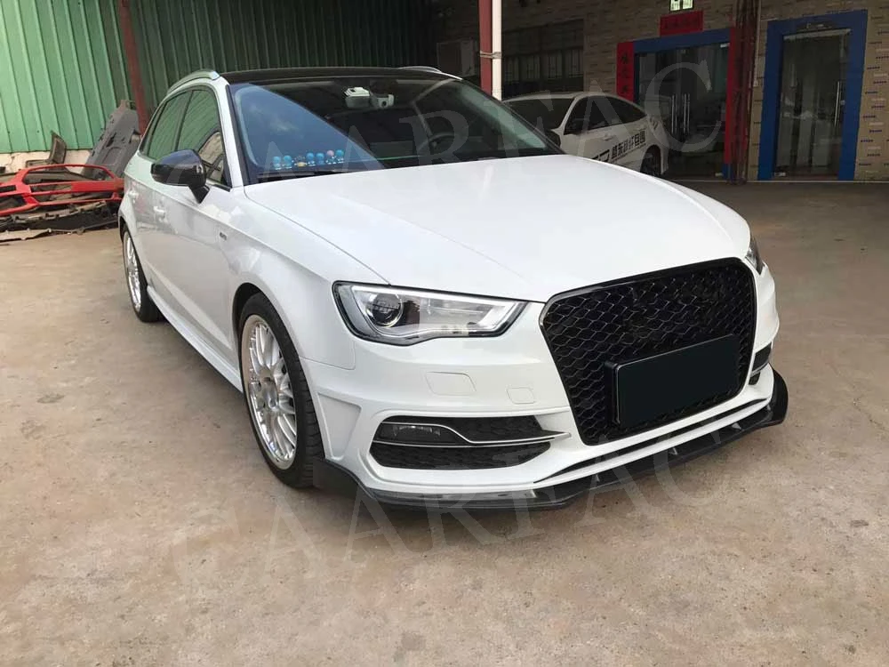 Углеродного волокна передний спойлер сплиттер для Audi A3 S3 хэтчбек-(не для горячей фиксации A3 Стандартный седан) головы бампера подбородка лопата для снега