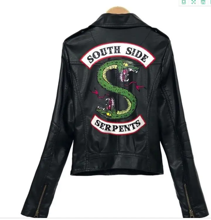 Искусственная "South Side Serpents" ривердейл Кожаные куртки змеи красный/черный Для женщин ривердейл змеи уличная брендовая кожаная куртка