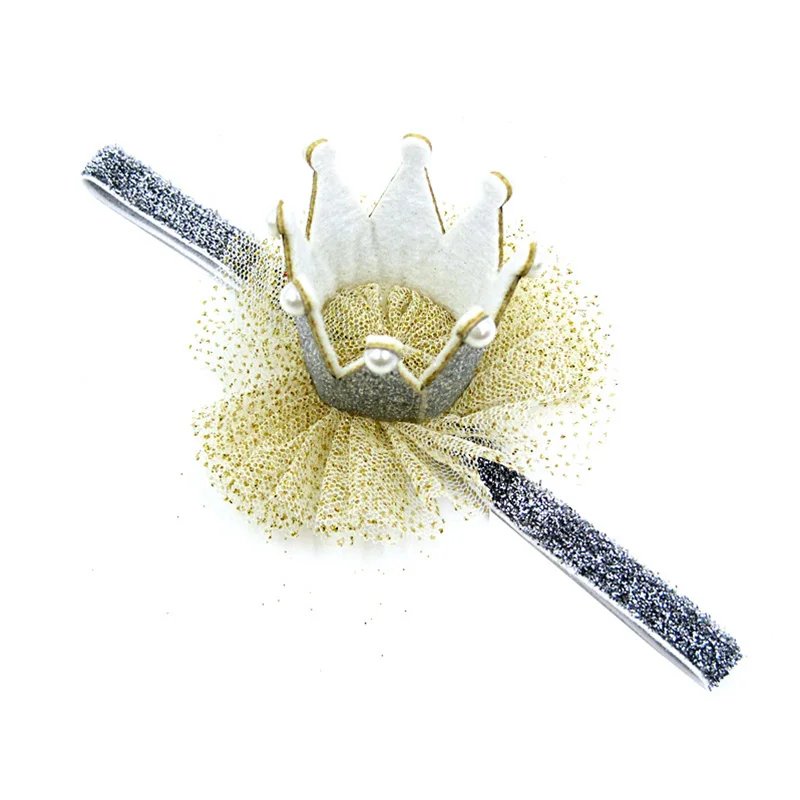 bling silver Милая Корона, детские повязки на голову, блестящая жемчужина, аксессуары для волос для маленьких девочек, стиль принцессы, детский Тюрбан-тиара, украшение на голову - Цвет: bling silver
