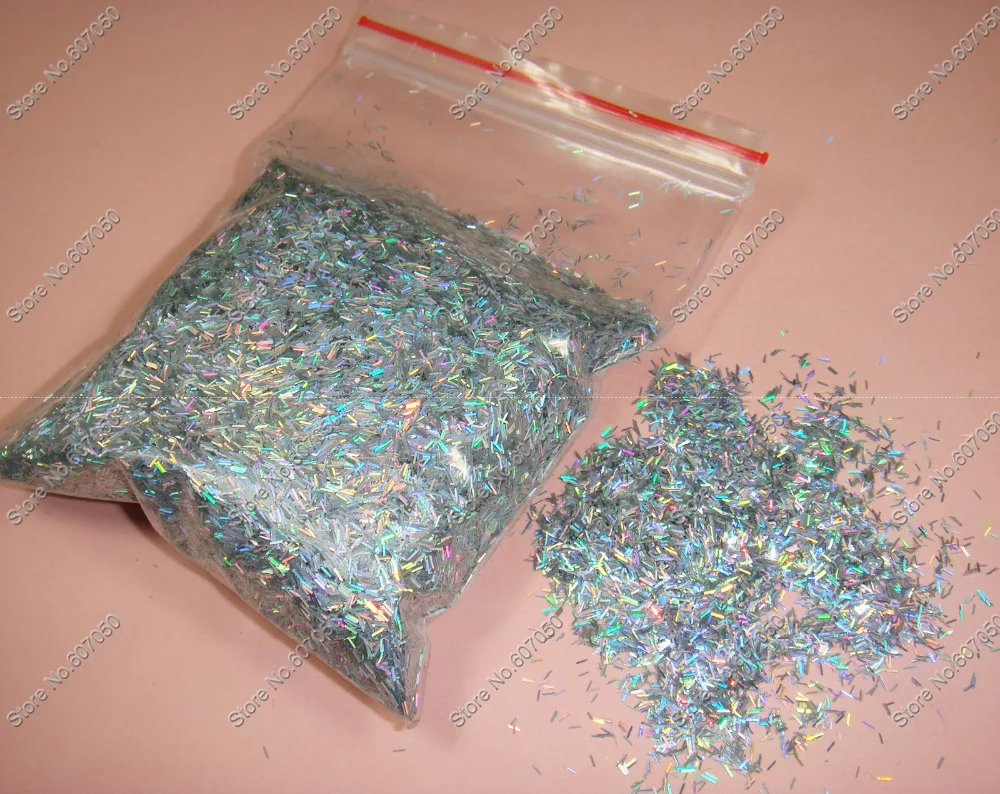 Голографический лазерный серебристый растворитель 50 г блестящие полоски форма