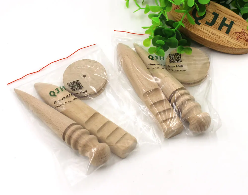 QJH бренд 3 шт. кожаные инструменты DIY деревянный край ремесло полировка польский круглый ручной работы резьба тиснение кожа ремесло инструмент