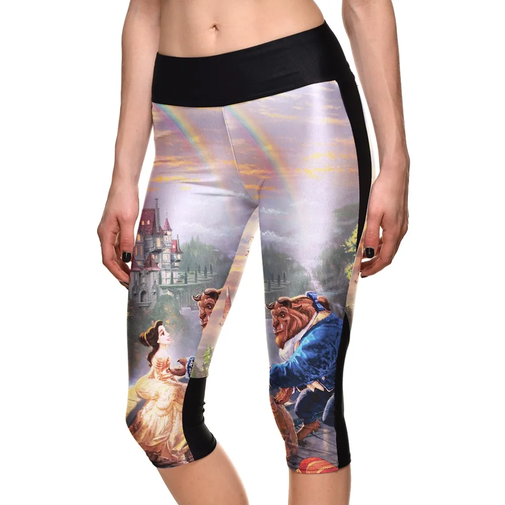 Новый стиль Мода Красота и чудовище тренировки спортивные Капри Открытый