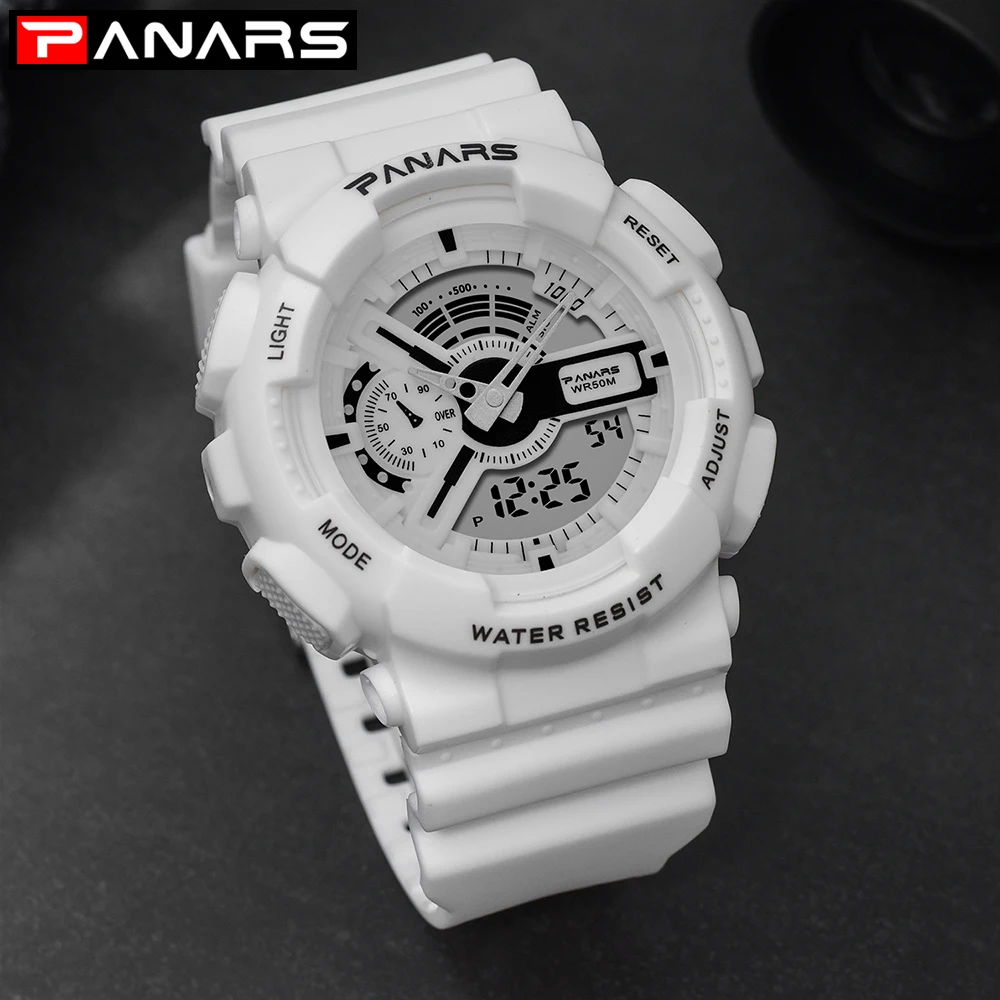 White PANARS G стильные ударные военные часы, мужские цифровые часы, уличные многофункциональные водонепроницаемые спортивные часы Relojes Hombre - Цвет: White