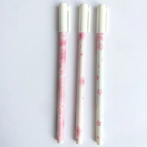 3pcs Sakura 3X каваи Сакура зеленый лист гелевая ручка в виде фламинго школьные офисные принадлежности для студентов канцелярские принадлежности черные чернила 0,5 мм - Цвет: 3pcs Sakura