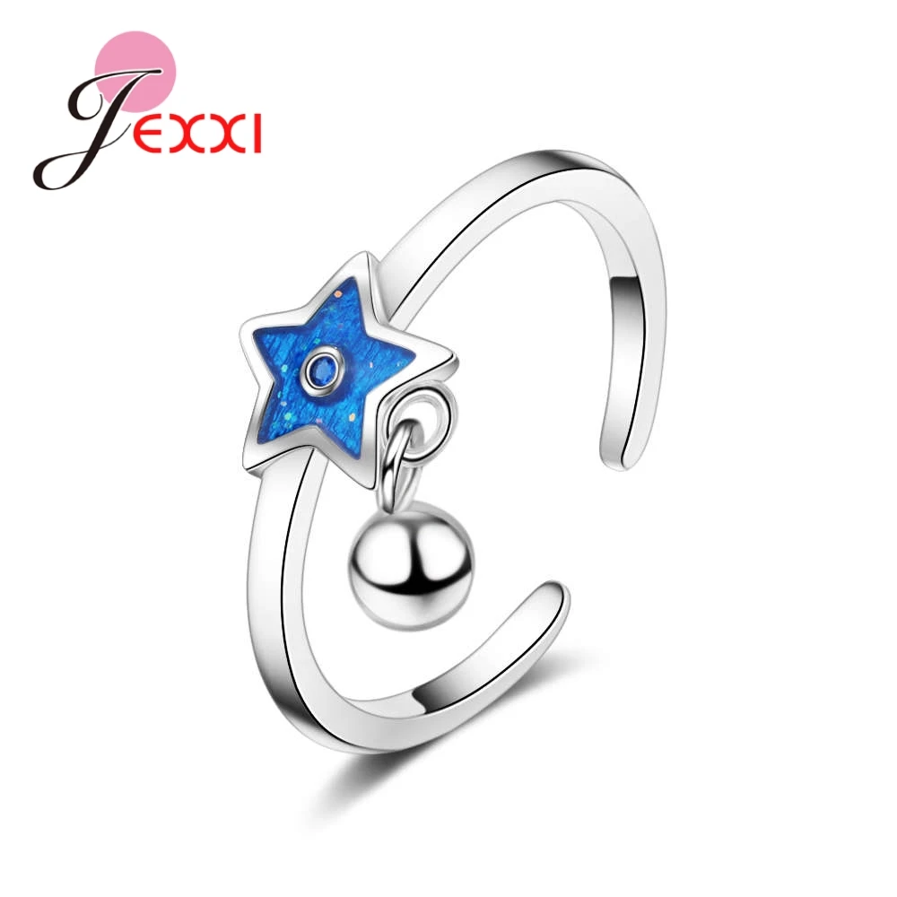 

Handmade Top Quality Charm Beads Nice Blue Star Open Ring For Women Fashion Wedding Jewelry Design 925 Sterling Silver