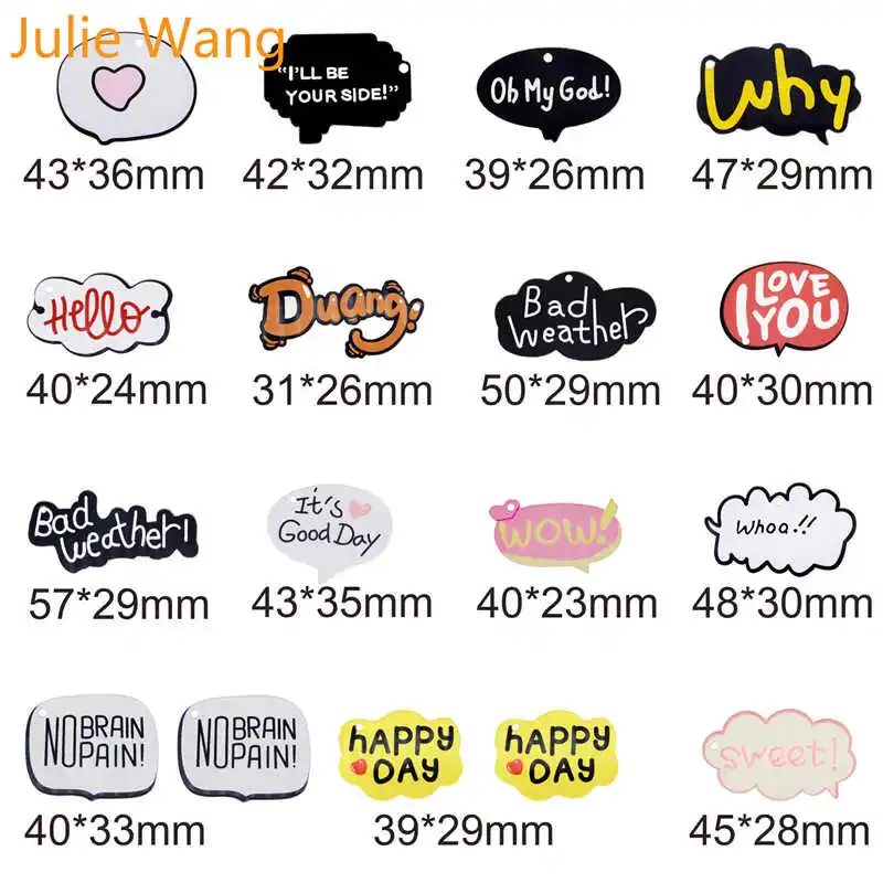 Джули Ван 4 шт. акриловые поздравления шармы в виде букв граффити Подвески