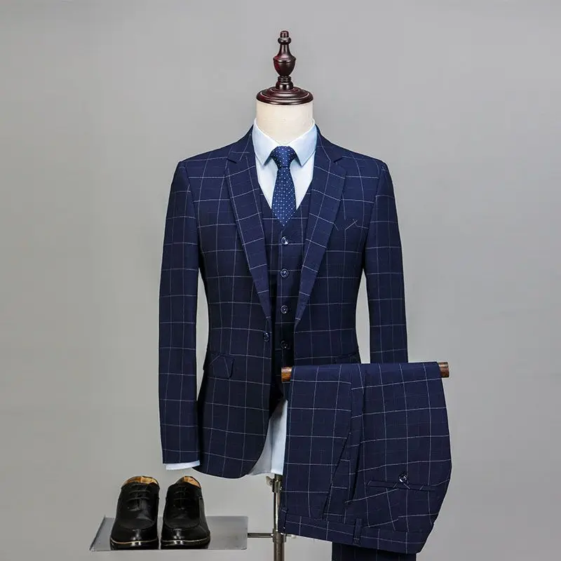 3 шт. мужские костюмы в клетку под заказ|brand tuxedo|fashion tuxedotuxedo brands |