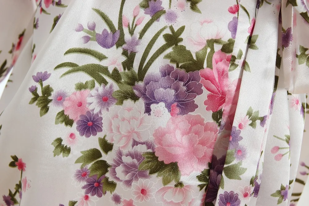 Женское атласное кимоно BZEL Sakura свадебные банные халаты подружек невесты с поясом