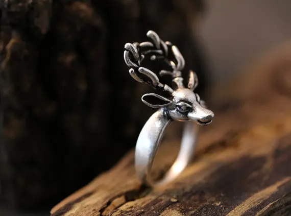 Оптовая продажа регулируемое ретро кольцо с оленем оленьи оленя античное