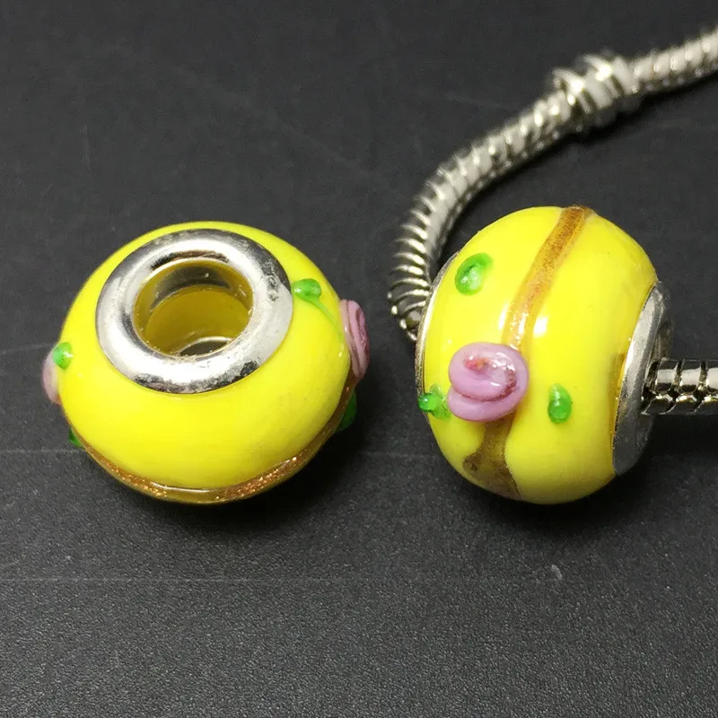 Большие европейские 3D шарики из муранского стекла с большим отверстием