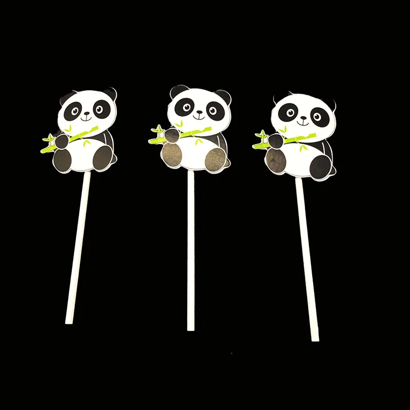 

6pcs/lot Panda theme cake topper kids birthday party decorations cute panda cupcake toppers panda theme cake decorations