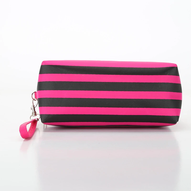 PURDORED 1 pc Flamingo Cosmetic Bag Stripe Women Shell Makeup Bags Travel Organizer PU Dropshipping | Багаж и сумки