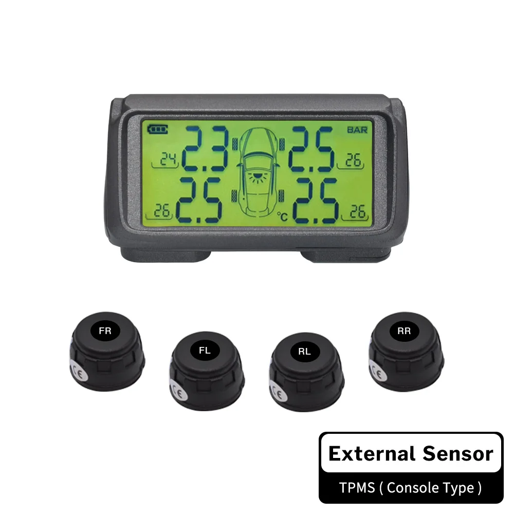 Deelife TPMS система контроля давления в шинах сигнализация солнечный автомобиль 4 колеса внутренний внешний датчик давления в шинах Smart TMPS контроль - Тип: P62G-External Sensor