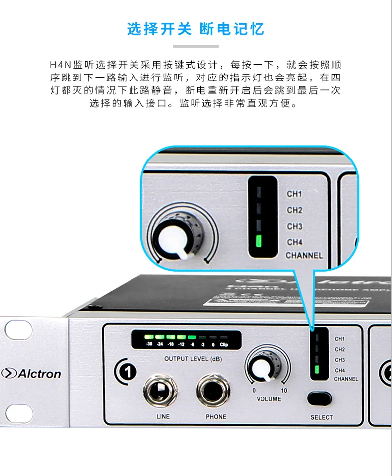 Alctron H4N высокой мощности 4 каналов усилитель для наушников стерео аудио наушники Предварительный усилитель и линии системы распределения