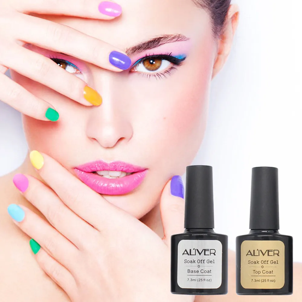 Новый Beauty 2 шт верхнее покрытие + Базовое УФ Алмазный гель лак для ногтей праймер