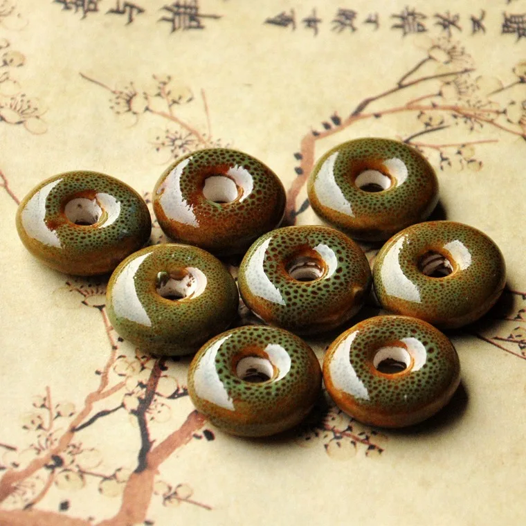 20 шт. Круглые Эмалированные керамические бусины 5 х6 мм|5mm hole beads|beads for jewelry makinghole beads