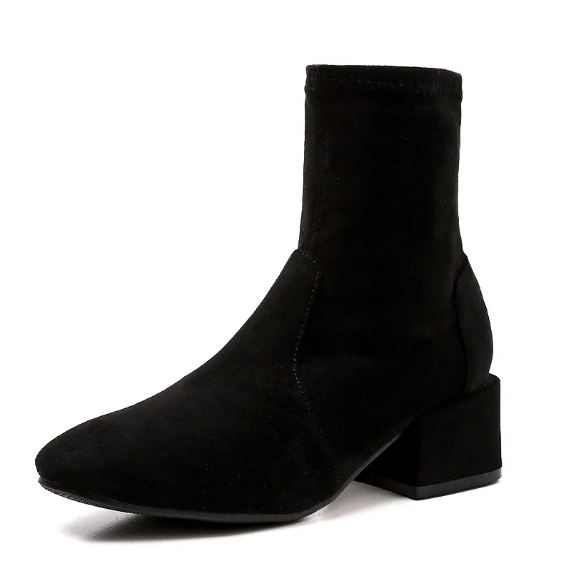 Nuevo осень Invierno botas de mujer media pantorrilla tacones planos piel Suede lidad hasta la rodilla | Обувь