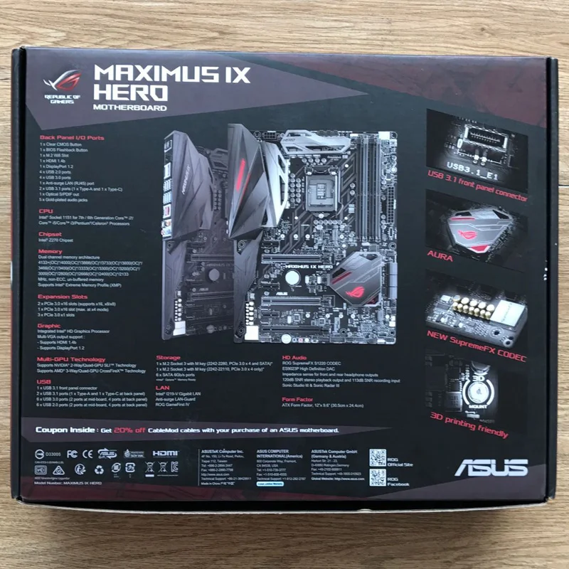 Материнская плата Asus MAXIMUS IX HERO ROG 1151-pin Z270 M9H | Компьютеры и офис