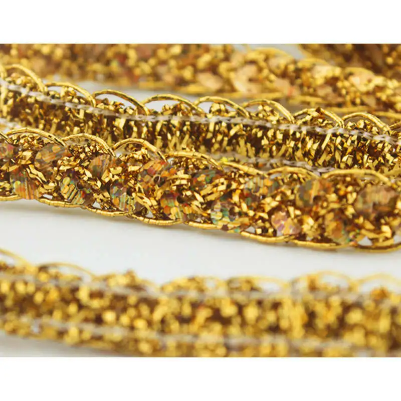 DoreenBeads расшитая блестками кружевная отделка Золотая лента кружево рукоделие