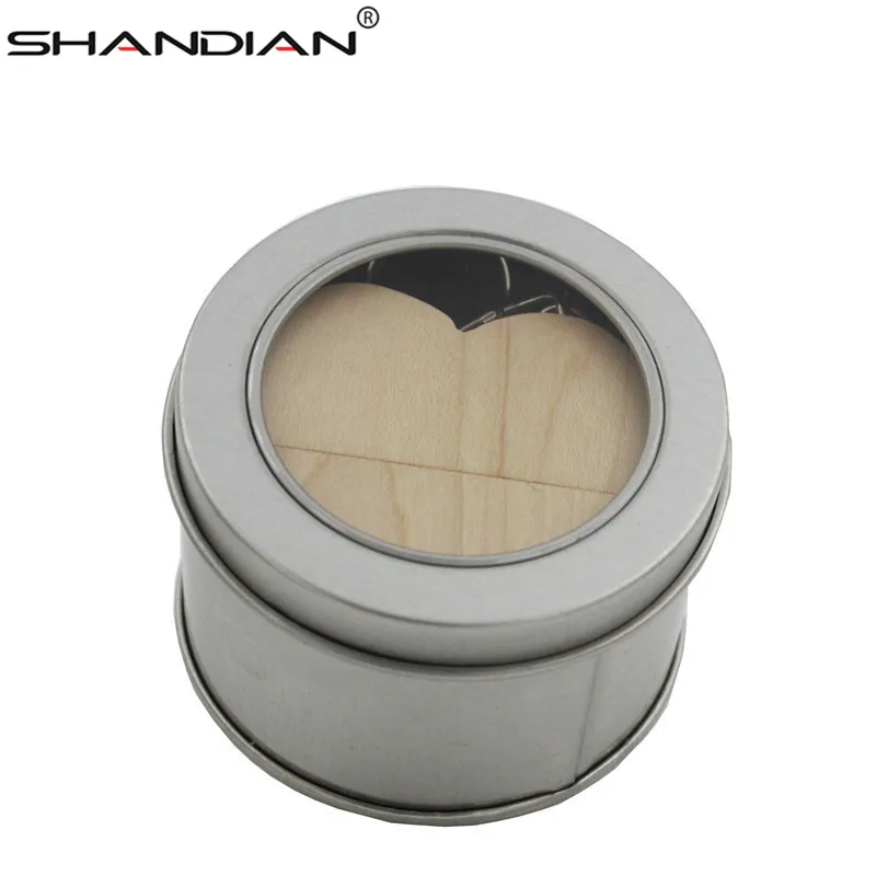 SHANDIAN(10 шт. бесплатный логотип) деревянный сердечко + металлическая подарочная
