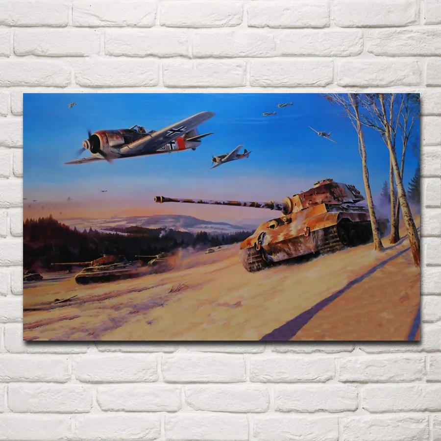 

ww2 war artwork retro fighter battle tank fabric posters on the wall picture home art living room decoration KF818