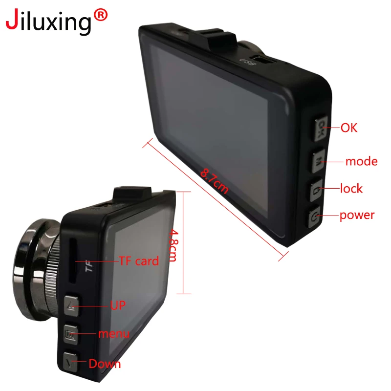 Jiluxing FHD 1080P Мини Автомобильный видеорегистратор две камеры авто камера видео