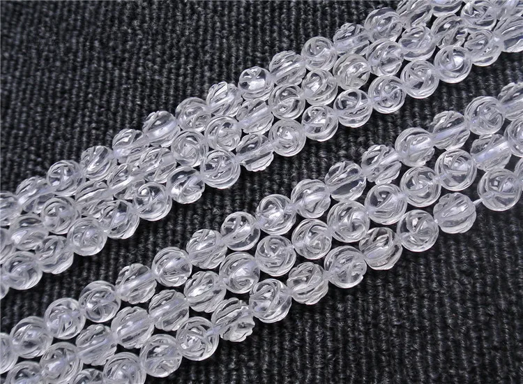 

Белый кварц круглый резной цветок 6/8/10/12 мм 15 дюймов для изготовления ювелирных изделий DIY россыпью из бисера Природный камень