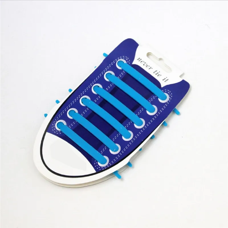 Light Blue 12 шт унисекс эластичные шнурки для обуви без шнурков прочные силиконовые резиновые спортивные беговые кроссовки с шнурками ленивые шнурки - Цвет: Light Blue