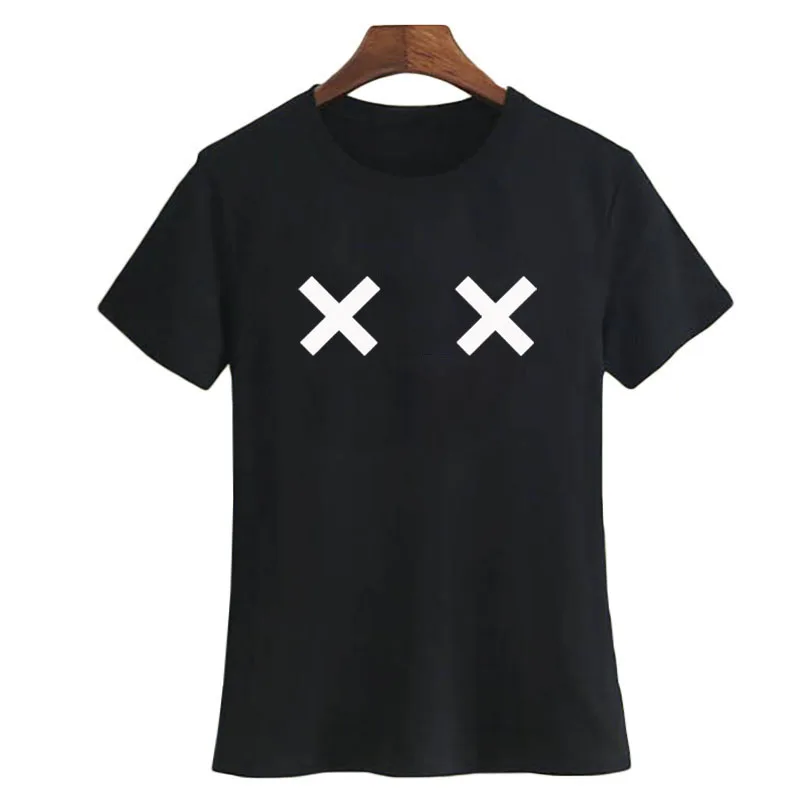 Крест сиськи футболка Веселая груди Забавный принт футболки Tumblr Hipster Harajuku