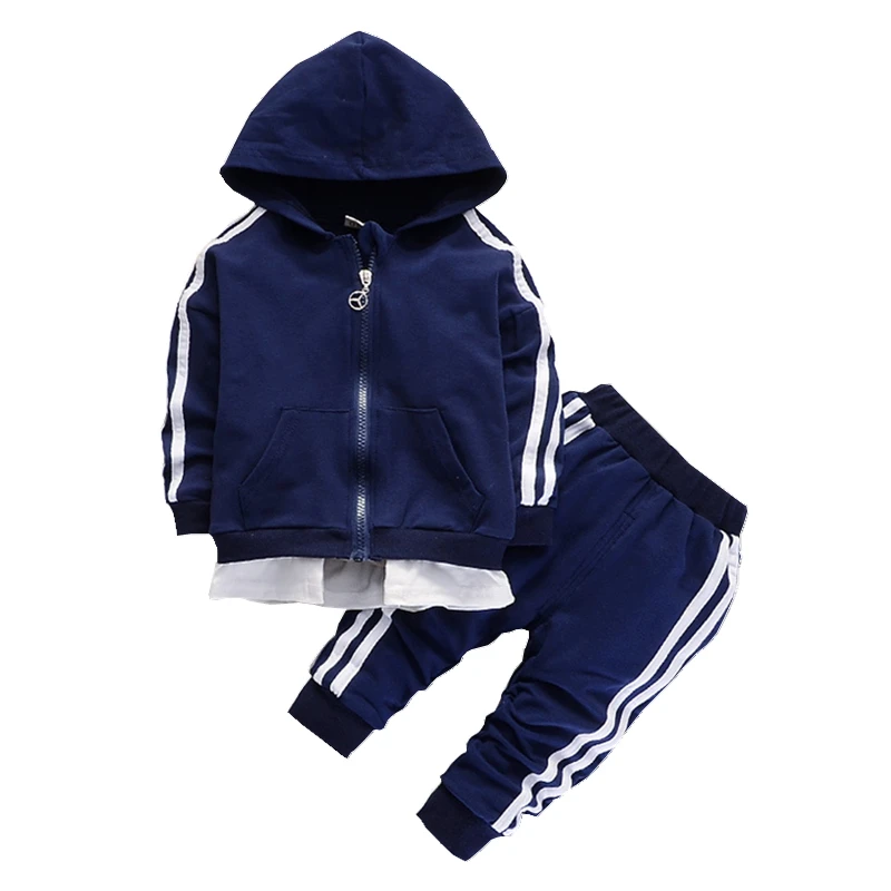 Spring Autumn Baby Casual Tracksuit Children Boys Girls Hooded Jacket Pants 2Pcs Kids Suit Cotton Sport Sets | Детская одежда и
