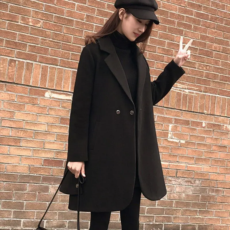 Шерстяная куртка средней длины Осень-зима 2020 Новое Женское пальто Модная тонкая