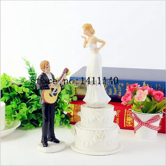 Новое поступление &quotмузыкальная гитара&quot пара свадебных тортов фигурки для