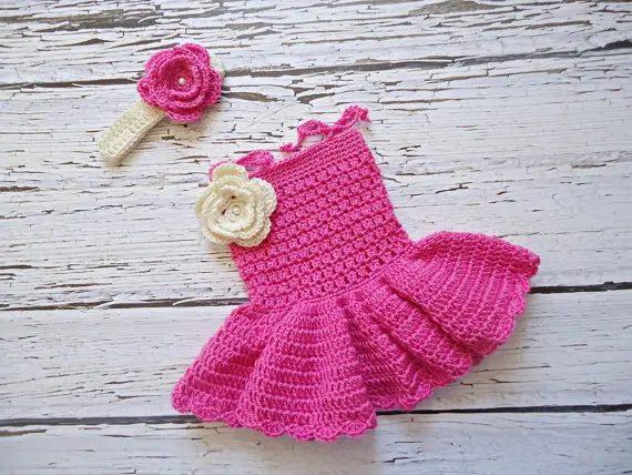 Платье для новорожденных реквизит фотосессии детское вязаное крючком платье
