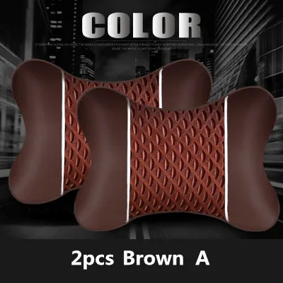 2pcs brown A 2 шт. кожаное Сетчатое автомобильное сиденье для шеи Защита талии набор Безопасность авто подголовник поясничная поддержка подушка для отдыха подушки дышащие - Цвет: 2pcs brown A