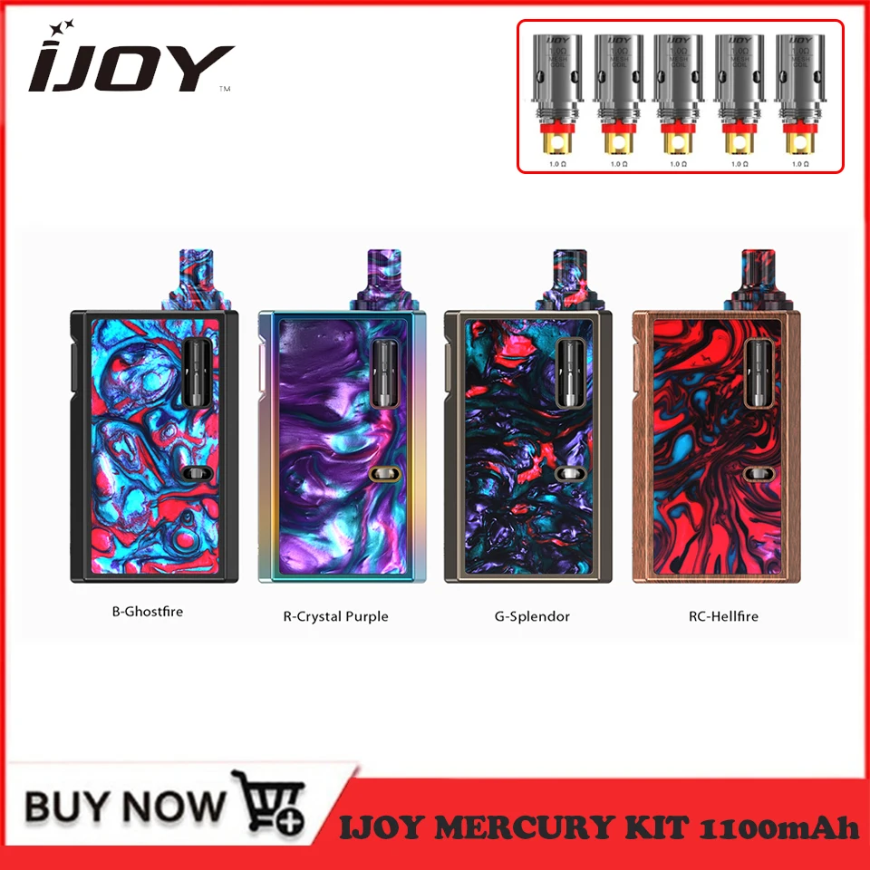 Оригинальный стартовый набор IJOY Mercury 1100 мАч батарея 12 Вт с емкостью 2 мл 1.0ohm сетка